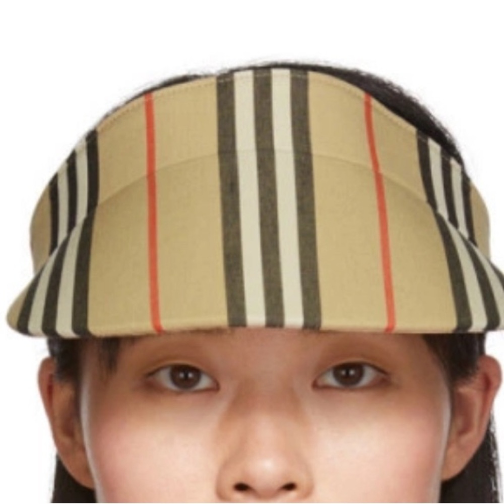 Burberry Beige Heritage Stripe elastic Visor
